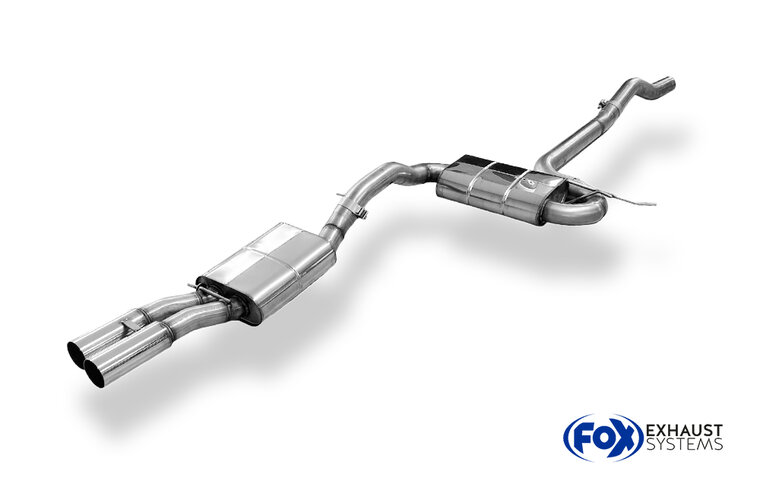 Fox Sportuitlaat Audi A4 B5 - Semi-uitlaatsysteem voor voorwielaandrijving, bestaande uit een achterdemper 2x80 type 10 en een voordemper.