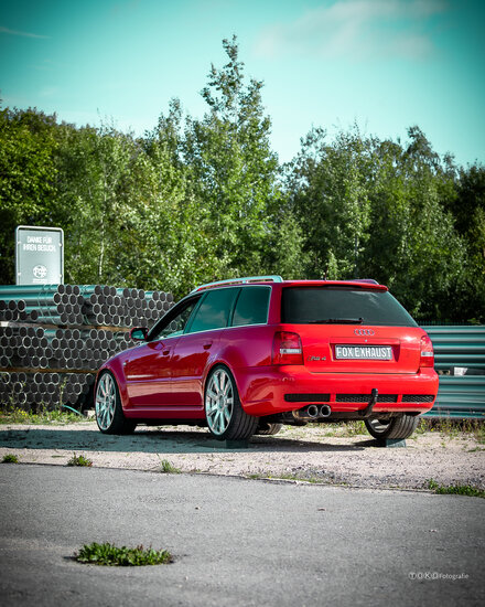 Fox Sportuitlaat Audi RS4 B5 - Roestvrijstalen uitlaatsysteem met voor- en achterdemper 90 mm - 2x90 Type 24 - incl. Y-adapter voor de originele downpipe
