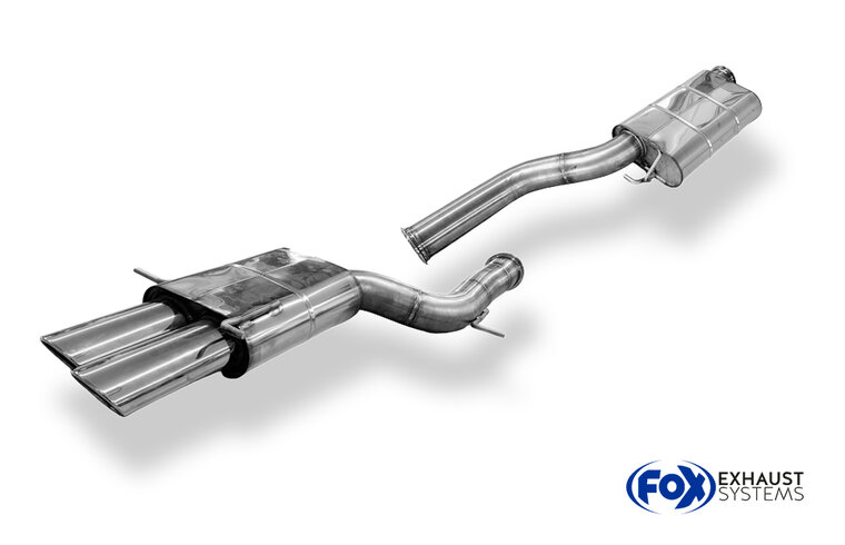 Fox Sportuitlaat Audi RS4 B5 - Roestvrijstalen uitlaatsysteem met voor- en achterdemper 90 mm - 2x106x71 Type 32 - incl. Y-adapter naar 76 mm downpipe