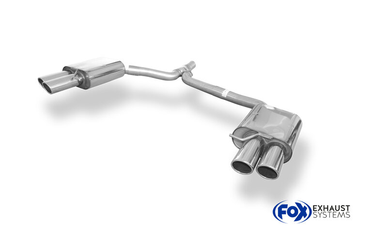 Fox Sportuitlaat Audi A4 B8 Sedan/Avant + S-Line Achterdemper rechts/links dubbele uitlaat incl. Y-adapterbuis &Oslash;55mm binnendiameter - 2x80 Type 17 rechts/links