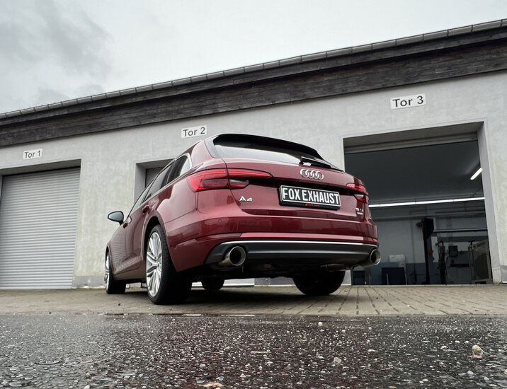 Fox Sportuitlaat Audi A4 B9 - 2WD Achterdemper rechts/links, Y-connector en middendemper - 1x114 Type 25 rechts/links