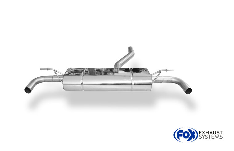 Fox Sportuitlaat Achterdemper Mercedes A-Klasse 176/245, dwarsuitgang rechts/links - zonder uitlaatpijpen met 90&deg; bochten voor modellen met originele uitlaatpijpafwerking