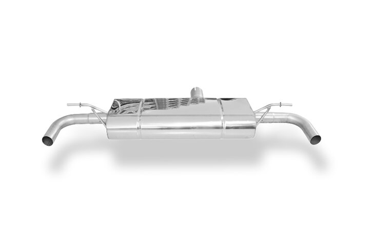 Fox Sportuitlaat Achterdemper voor Mercedes A-Klasse 176/245 4-matic, dwarsuitlaat rechts/links - zonder uitlaatpijpen, met 90&deg; bochten voor modellen met originele uitlaatpijpafwerking.