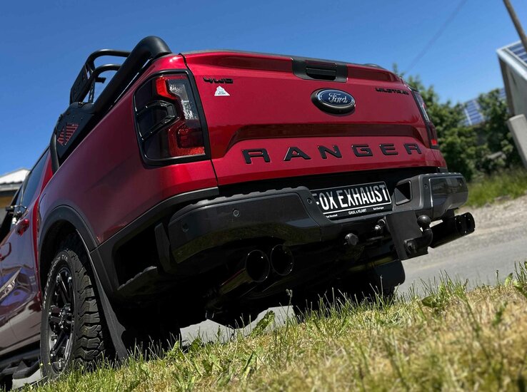Fox Sportuitlaat Uitlaatsysteem voor Ford Ranger 2AB/VW Amarok T1, rechter/linker uitgang, compatibel met de originele achterdemper - 2x100 Type 25 rechts/links, zwart