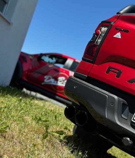 Fox Sportuitlaat Uitlaatsysteem voor Ford Ranger 2AB/VW Amarok T1, rechter/linker uitgang, compatibel met de originele achterdemper - 2x100 Type 25 rechts/links, zwart