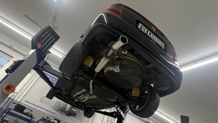Fox Sportuitlaat Opel Astra G Coup&eacute; Turbo enkelvoudige uitlaatdemper &Oslash;70mm met voordemper - 115x85 Type 32