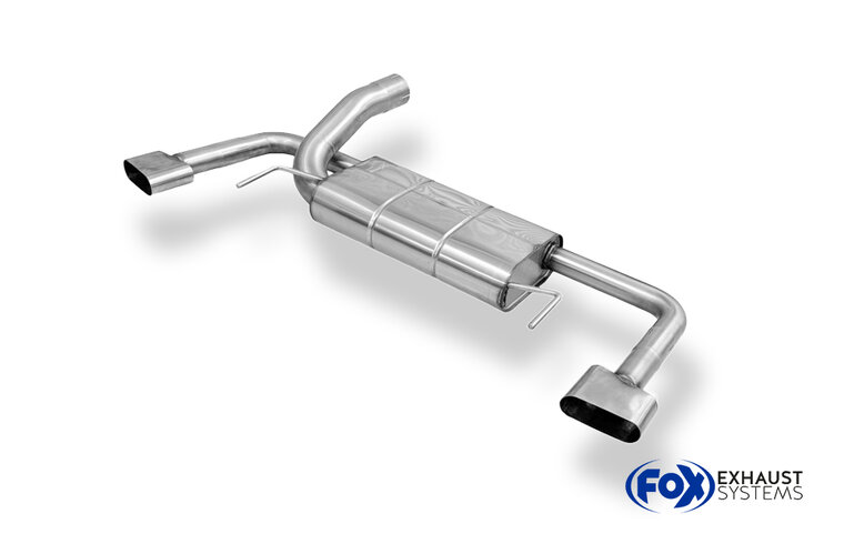 Fox Sportuitlaat Opel Astra J OPC achterdemper met rechter/linker uitlaat en verborgen uitlaatpijpen (uitlaatgassen stromen via de originele uitlaatpijpen)