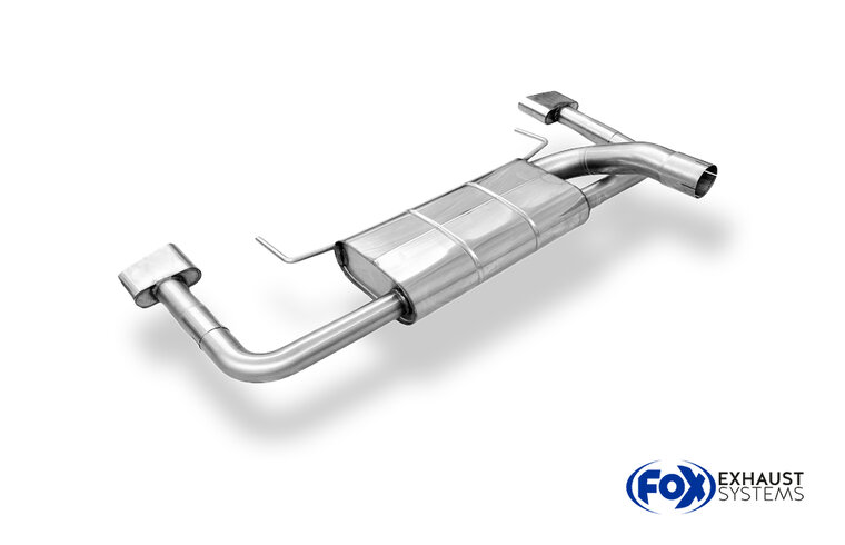 Fox Sportuitlaat Opel Astra J OPC achterdemper met rechter/linker uitlaat en verborgen uitlaatpijpen (uitlaatgassen stromen via de originele uitlaatpijpen)