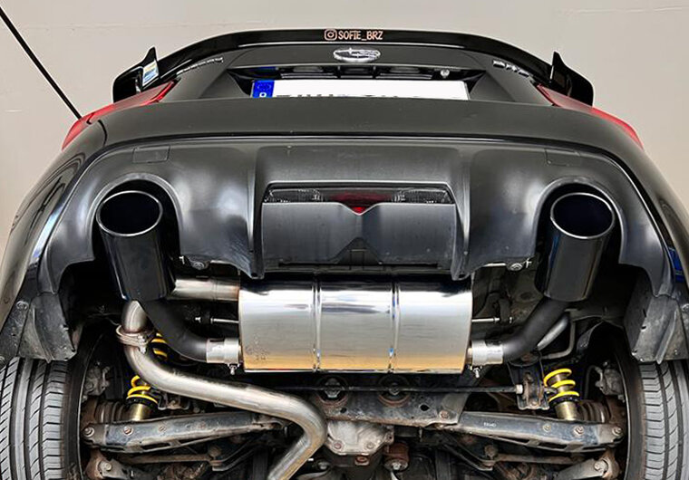 Fox Sportuitlaat Subaru BRZ/Toyota GT86 achterdemper, dwarsuitgang rechts/links - 129x106 Type 32 rechts/links, matzwart, keramisch gecoat