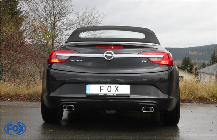 Fox Sportuitlaat Opel Cascada achterdemper, dwarsuitgang rechts/links - 145x65 type 59 rechts/links
