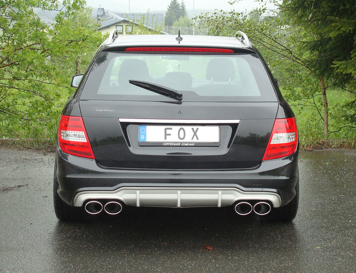 Fox Sportuitlaat Mercedes C-Klasse 4-cilinder - 204 AMG-P. + C63 differentieel. Achterdemper rechts/links met Y-connector - 2x115x85 type 32 rechts/links