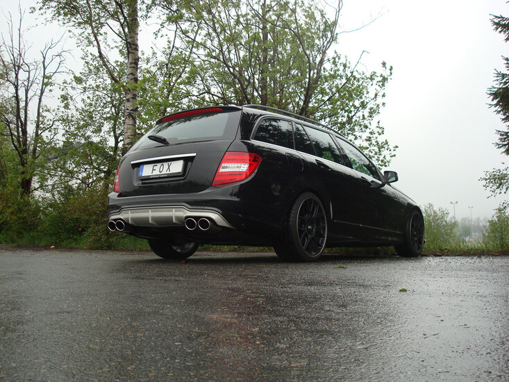 Fox Sportuitlaat Mercedes C-Klasse 4-cilinder - 204 AMG-P. + C63 differentieel. Achterdemper rechts/links met Y-connector - 2x115x85 type 32 rechts/links