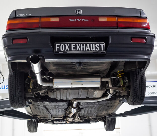 Fox Sportuitlaat Honda Civic 4 - ED3 Achterdemper dwars en voordemper - 1x100 Type 10 links
