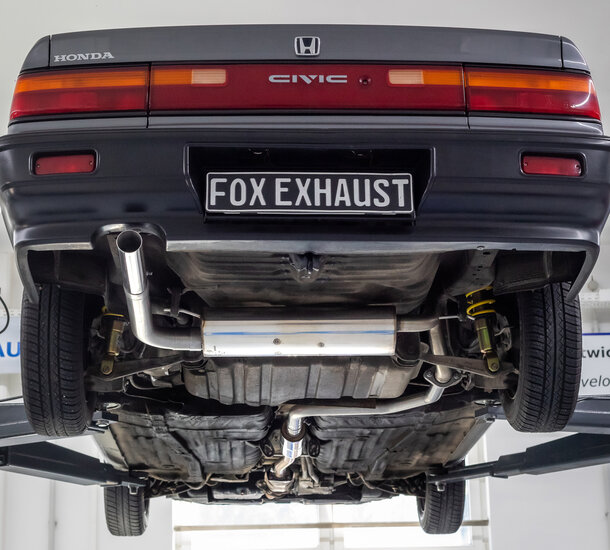 Fox Sportuitlaat Honda Civic 4 - ED3 dwarsgeplaatste achterdemper - 1x63 type 10 links