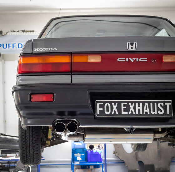 Fox Sportuitlaat Honda Civic 4 - ED3 Achterdemper dwars en voordemper - 2x70 Type 10 links