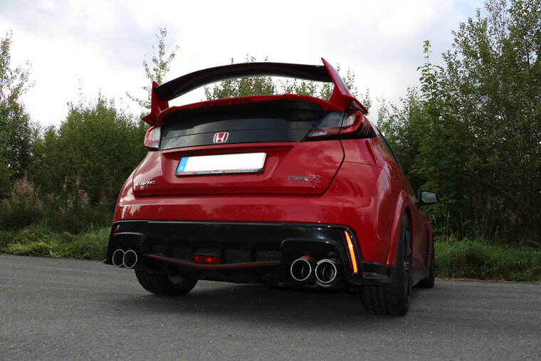 Fox Sportuitlaat Honda Civic IX Type R achterdemper, dwarsuitgang rechts/links - 2x90 Type 12 rechts/links