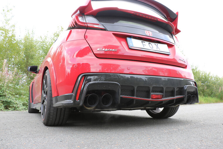 Fox Sportuitlaat Honda Civic IX Type R achterdemper, dwarsuitgang rechts/links - 2x90 Type 25 rechts/links zwart