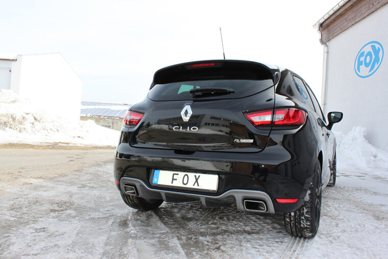 Fox Sportuitlaat Renault Clio IV RS achterdemper, dwarsuitgang rechts/links - 1x50 rechts/links voor standaard bumper (uitlaatpijpen niet zichtbaar)