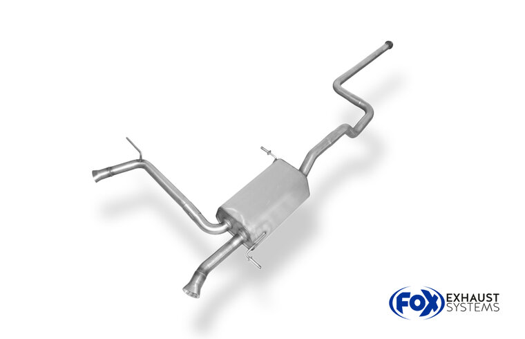 Fox Sportuitlaat Citroen DS5 achterdemper met rechter/linker uitlaatopening in de originele uitlaatpijpen.