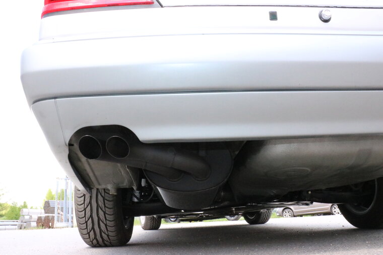 Fox Sportuitlaat Mercedes E-Klasse 124 achterdemper &Oslash;70mm - 2x55 Type 28 (Diesel-look - niet zichtbaar vanaf de achterkant)