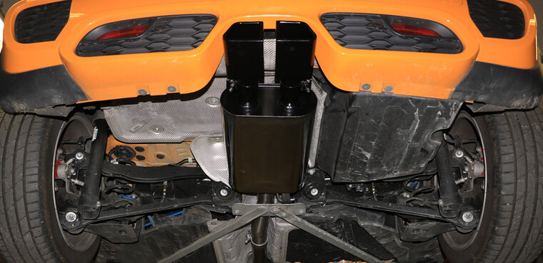 Fox Sportuitlaat Mini Cooper S - F56 &amp; F57 Achterdemper, middenuitlaat - 2x95x78 Type 68 Zwart