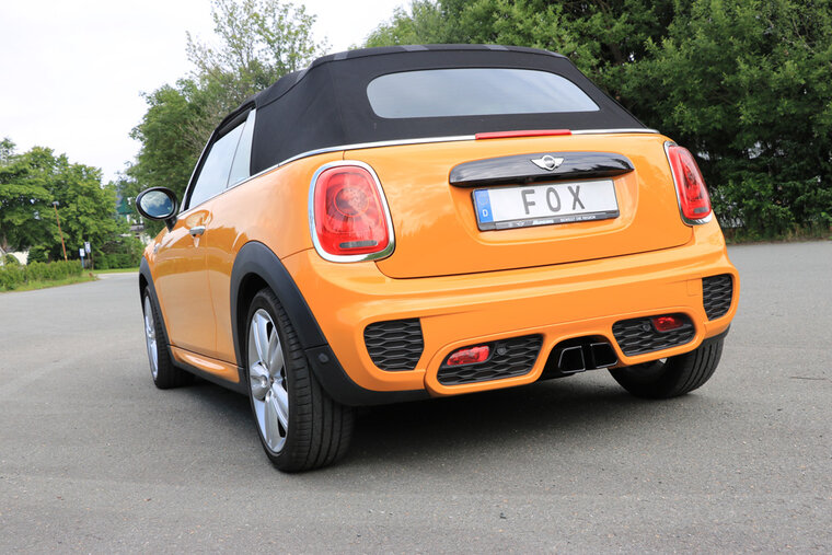 Fox Sportuitlaat Mini Cooper S - F56 &amp; F57 Achterdemper, middenuitlaat - 2x95x78 Type 68 Zwart