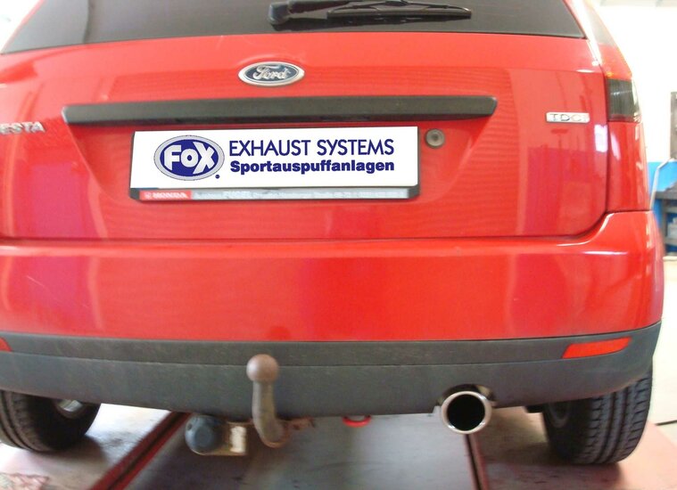 Fox Sportuitlaat Achterdemper voor Ford Fiesta MK6 inclusief verbindingspijp naar katalysator - 1x90 Type 16