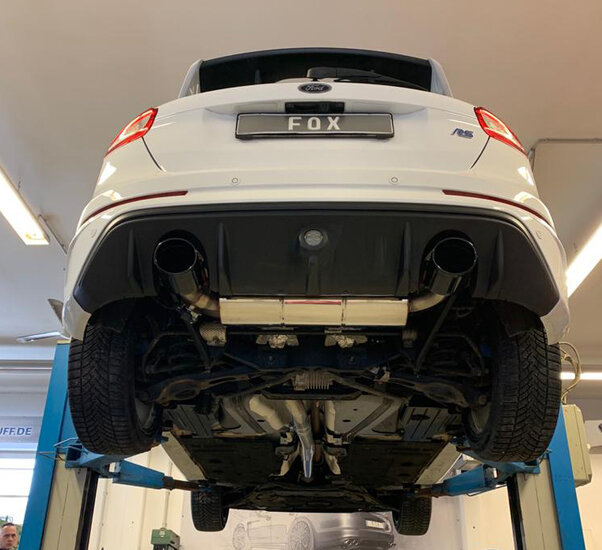 Fox Sportuitlaat Achterdemper Ford Focus MK3 RS, dwarsuitlaat rechts/links met uitlaatklep - 129x106 Type 32 rechts/links zwart ge&euml;mailleerd