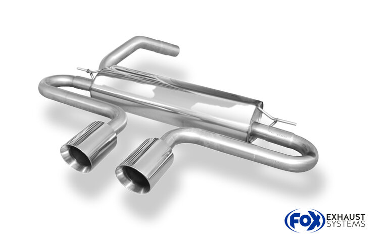 Fox Sportuitlaat Ford Focus MK3 ST Hatchback Diesel Achterdemper met dwarsuitlaat en middenstuk incl. verbindingspijp - 2x100 Type 25 Middenstuk