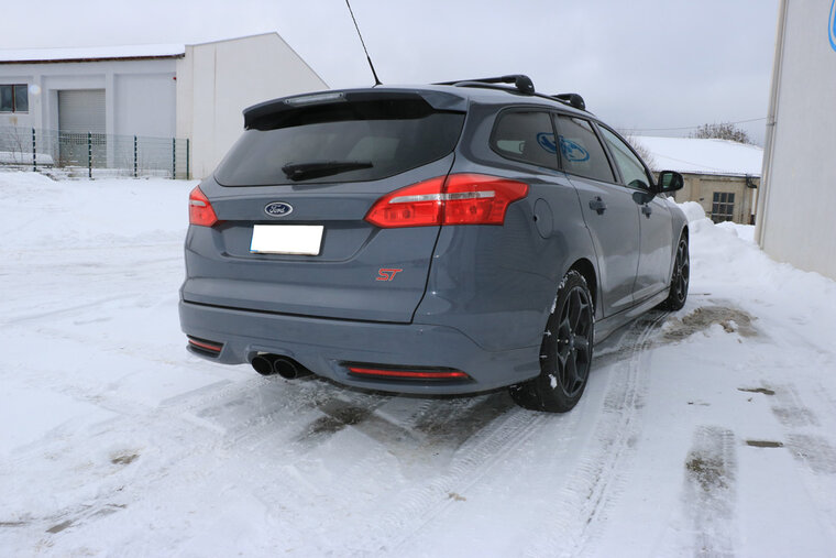 Fox Sportuitlaat Ford Focus MK3 ST Turnier achterdemper, dwars, centrale uitlaat - 2x115x85 Type 32, midden, zwart gecoat