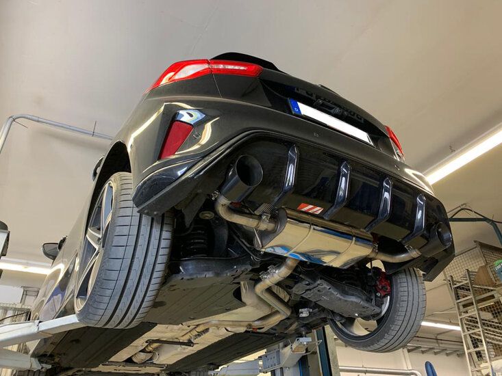 Fox Sportuitlaat Ford Focus MK4 ST Achterdemper Rechts/Links Uitlaat vanaf OPF - 1x100 Type 25 Rechts/Links Zwart Ge&euml;mailleerd