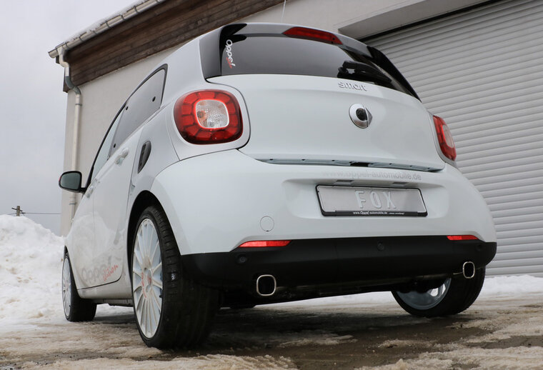 Fox Sportuitlaat Smart Forfour 453 achterdemper, dwarsuitlaat rechts/links, inclusief flexibel stuk - 78x75 type 70 rechts/links