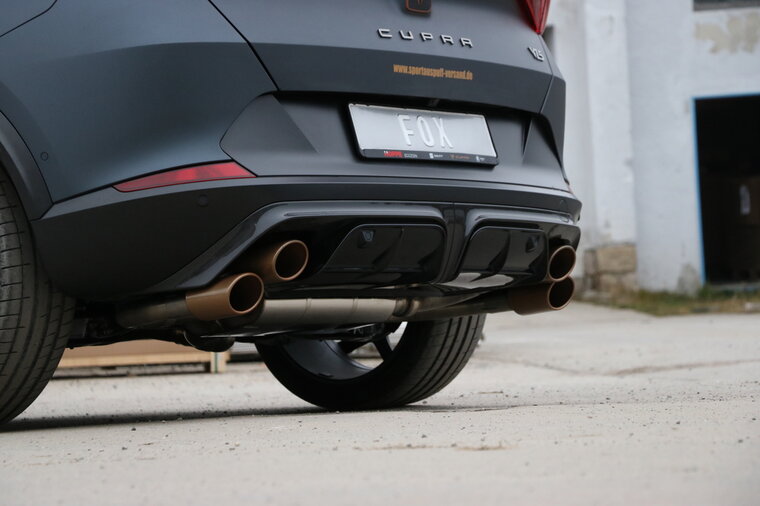 Fox Sportuitlaat CUPRA Formentor 4x4 - VZ5 Achterdemper met 2 uitlaatkleppen - 2x115x85 Type 32 rechts/links koperlook