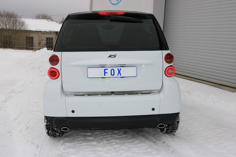 Fox Sportuitlaat Smart Fortwo Coup&eacute; 451 achterdemper, dwarsuitlaat rechts/links, inclusief flexibel stuk - 86x54 type 32 rechts/links