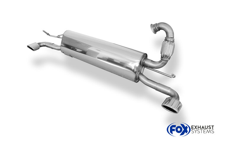 Fox Sportuitlaat Achterdemper Smart Fortwo 453, dwarsuitlaat rechts/links, inclusief flexibel stuk - 86x54 type 32 rechts/links