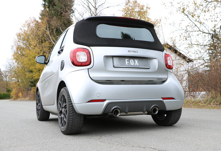 Fox Sportuitlaat Smart Fortwo 453 Coup&eacute; &amp; Cabrio Achterdemper dwarsuitgang rechts/links incl. flexibel stuk - 1x100 Type 25 rechts/links