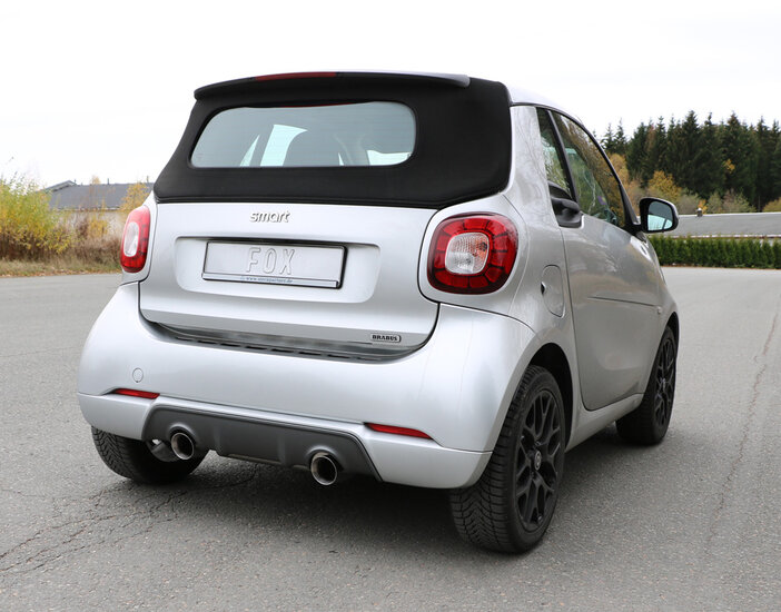 Fox Sportuitlaat Smart Fortwo 453 Coup&eacute; &amp; Cabrio Achterdemper dwarsuitgang rechts/links incl. flexibel stuk - 1x100 Type 25 rechts/links