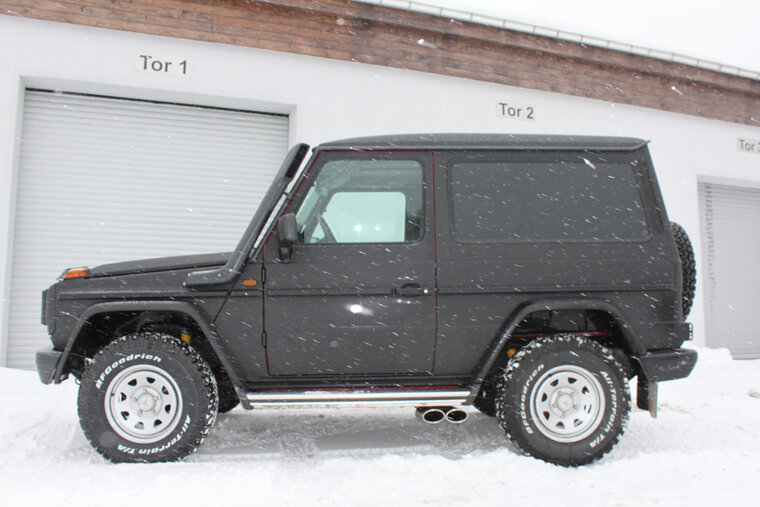 Fox Sportuitlaat Mercedes G-Klasse - 463 (met treeplank) Achterdemper, zijuitlaat - 2x115x85 Type 38 (2x schuin naar links)