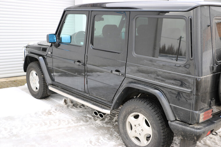 Fox Sportuitlaat Mercedes G-Klasse G500 - 463 (met treeplank) Achterdemper, zij-uitlaat - 2x115x85 Type 38 (2x schuin naar links)