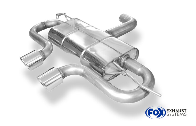 Fox Sportuitlaat VW Golf MK5 GTI/GTD + VW Golf MK5I GTI incl. Cabriolet Achterdemper, centrale uitlaat, R32-design - 2x90 Type 16 midden