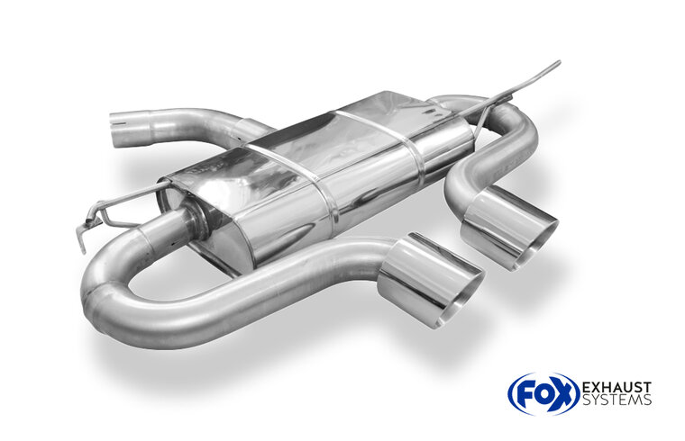 Fox Sportuitlaat VW Golf MK5 GTI/GTD + VW Golf MK5I GTI incl. Cabriolet Achterdemper, centrale uitlaat, R32-design - 2x100 Type 25 midden