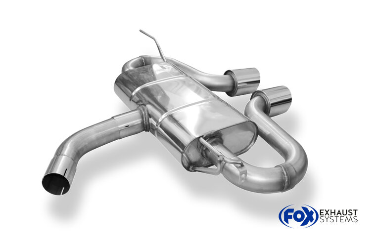 Fox Sportuitlaat VW Golf MK5 GTI/GTD + VW Golf MK5I GTI incl. Cabriolet Achterdemper, centrale uitlaat, R32-design - 2x100 Type 25 midden