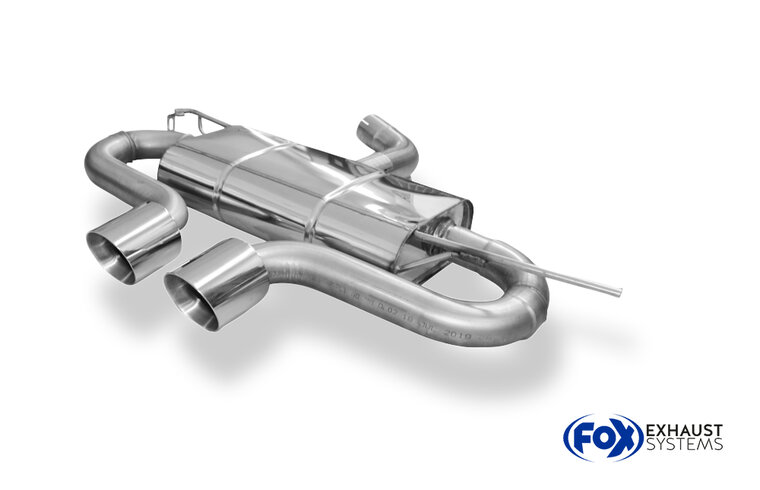 Fox Sportuitlaat VW Golf MK5 GTI/GTD + VW Golf MK5I GTI incl. Cabriolet Achterdemper, centrale uitlaat, R32-design - 2x100 Type 25 midden