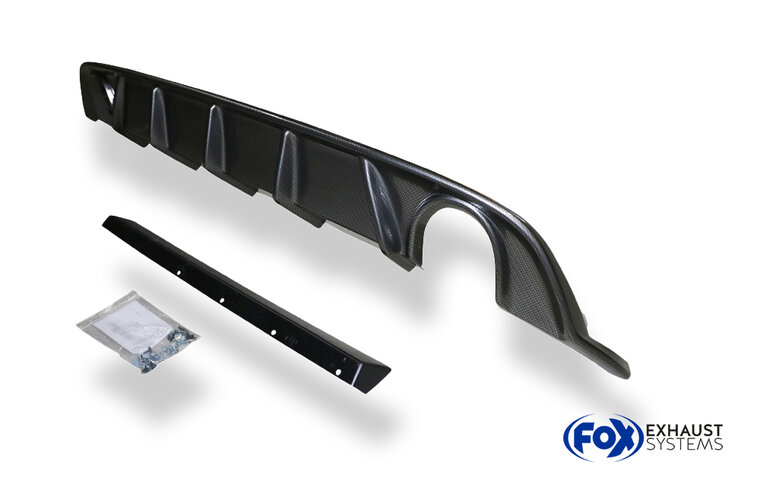 Fox Sportuitlaat VW Golf MK7 Facelift Onafhankelijke Wielophanging - Achterdemperinzetstuk van koolstofvezel (rechts/links) - 1x100 Type 25 (rechts/links) incl. Achterinzetstuk met koolstofvezellook