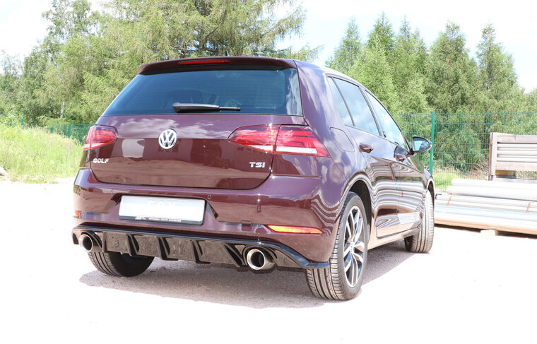 Fox Sportuitlaat VW Golf MK7 Facelift starre achteras - zwart inzetstuk, achterdemper rechts/links - 1x100 type 25 rechts/links incl. achterinzetstuk zwart gespoten