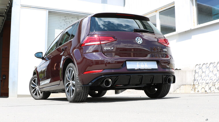 Fox Sportuitlaat VW Golf MK7 Facelift starre achteras - zwart inzetstuk, achterdemper rechts/links - 1x114 type 25 rechts/links incl. achterste inzetstuk zwart gespoten
