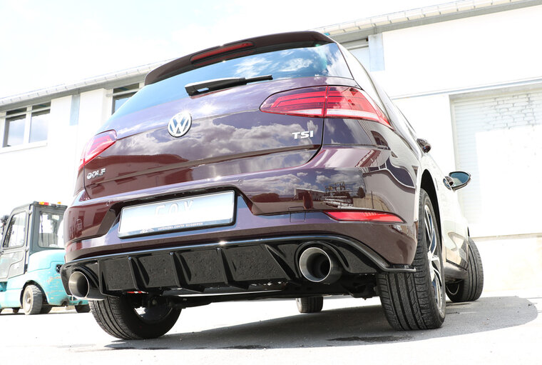 Fox Sportuitlaat VW Golf MK7 Facelift starre achteras - zwart inzetstuk, achterdemper rechts/links - 1x114 type 25 rechts/links incl. achterste inzetstuk zwart gespoten