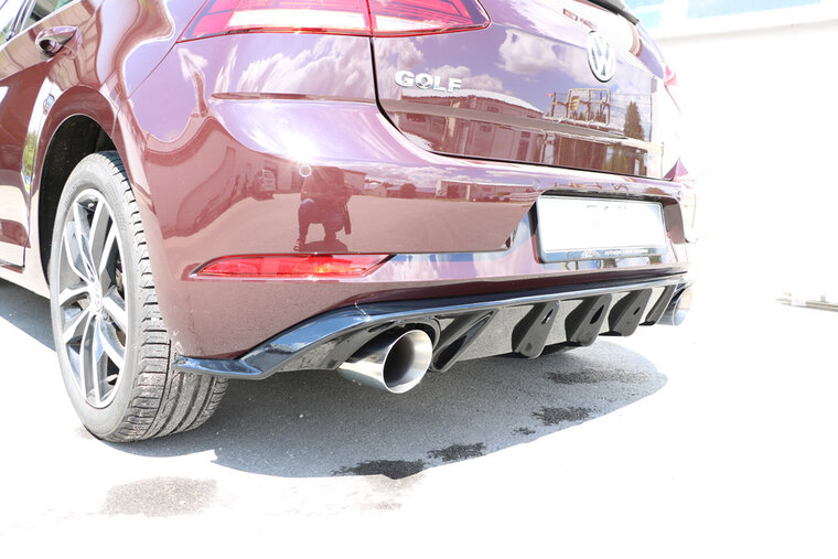 Fox Sportuitlaat VW Golf MK7 Facelift starre achteras - zwart inzetstuk, achterdemper rechts/links - 1x114 type 25 rechts/links incl. achterste inzetstuk zwart gespoten