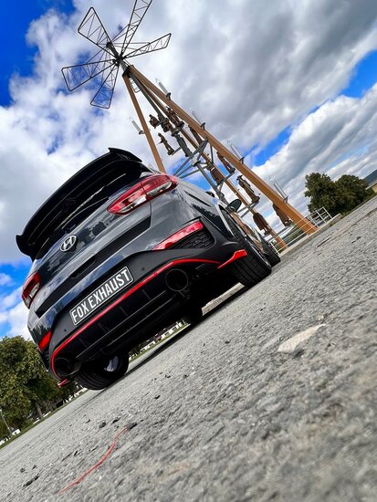 Fox Sportuitlaat Hyundai i30N Facelift uitlaatpijpen geschikt voor de originele achterdemper - 1x130 Type 14 rechts/links met gekleurde rand