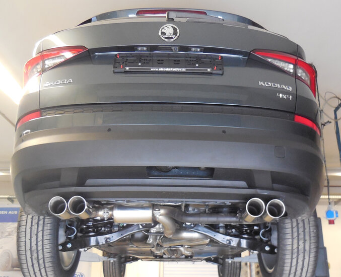 Fox Sportuitlaat Skoda Kodiaq 4x4 dwarsgeplaatste achterdemper - 2x80 type 25 rechts/links - uitlaatpijpen onder de bumper